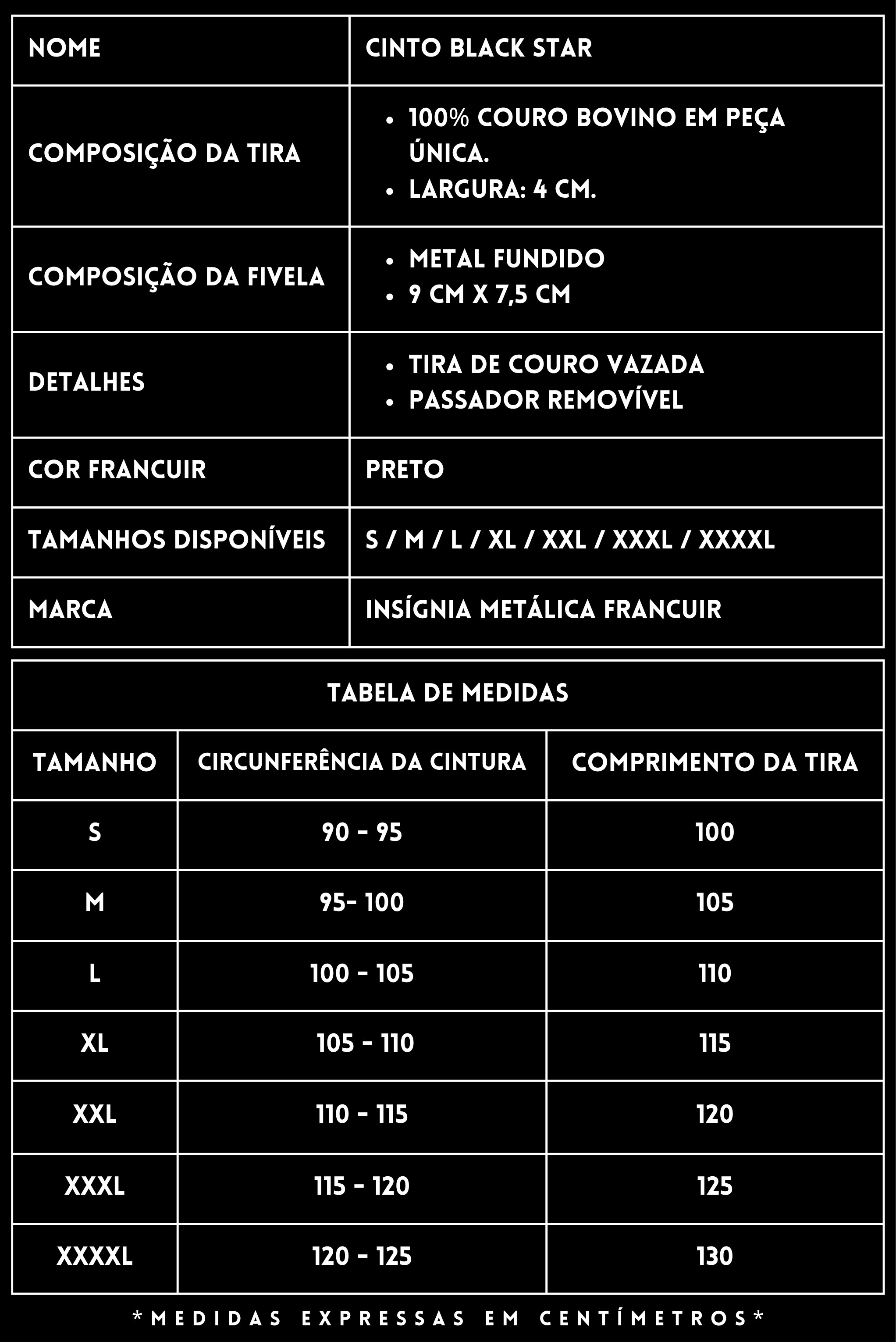 Cinturao Black Star Couro FRANCUIR
